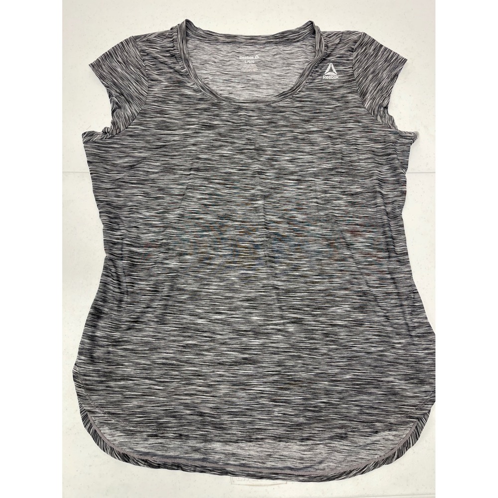 Reebok Womens Grey Space Dye Activewear T-Shirt Cap Sleeve Gym Top Large